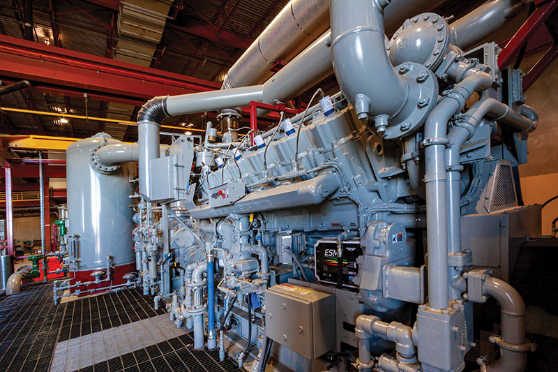 Inside a natural gas compression station.  