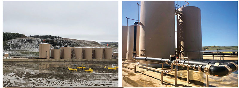 High-density polyethylene pipe was essential to at the Gondor facility in McKenzie County, North Dakota. (Photos: Crestwood Midstream Partners) 